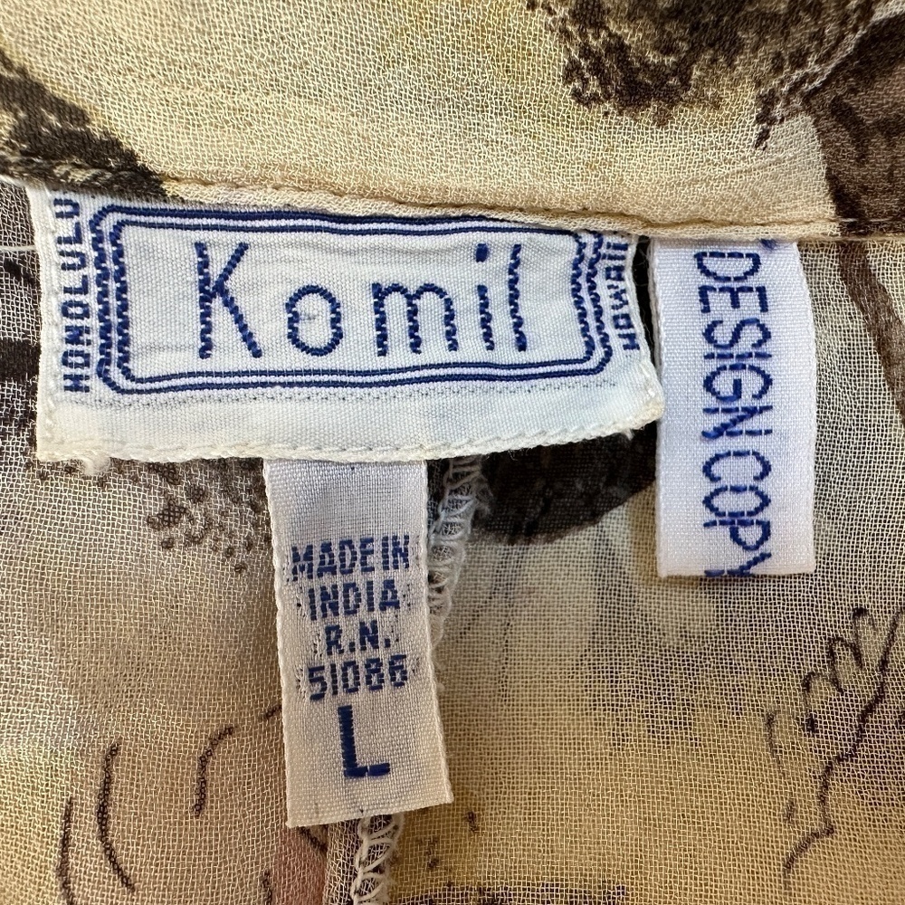 Komil Honolulu Hawaii Vintage 1980’s Buttons Floral Cottagecore Sundress Sz L - Picture 12 of 13